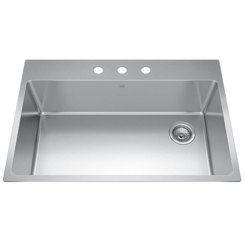 Brookmore 32.9-in LR x 22.1-in FB Drop in Single Bowl Stainless Steel Kitchen Sink