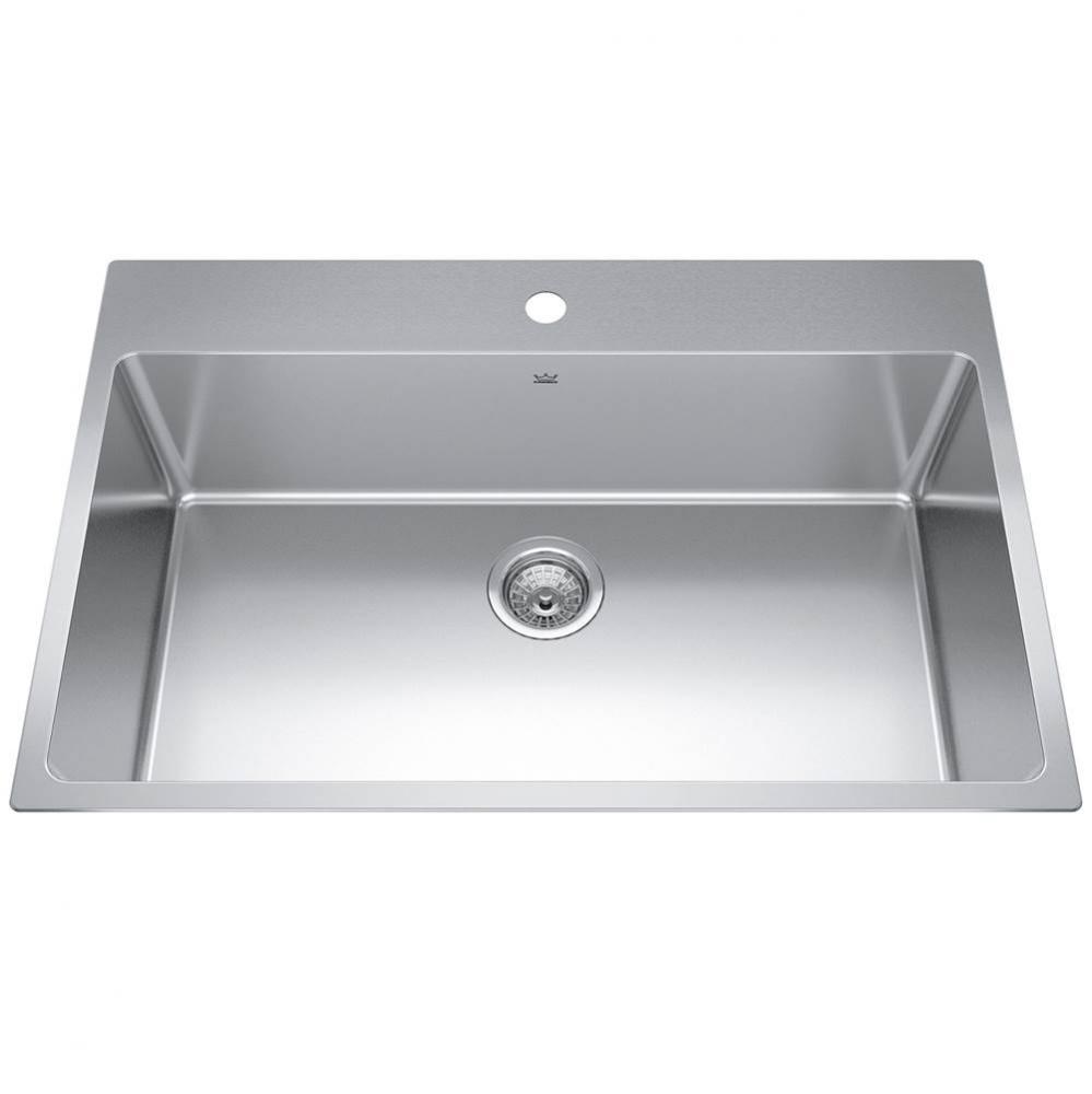 Brookmore 32.9-in LR x 22.1-in FB x 5.4-in DP Drop in Single Bowl Stainless Steel Kitchen Sink