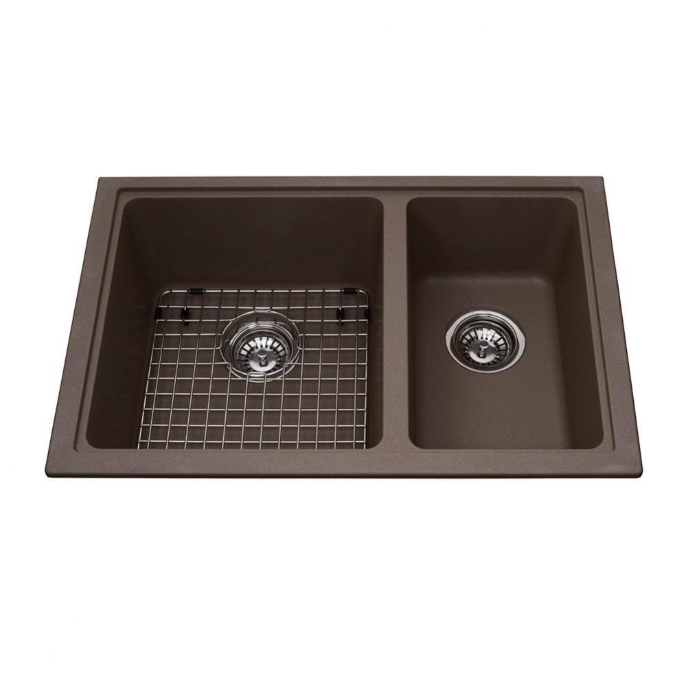 Granite Series 27.56-in LR x 18.13-in FB Undermount Double Bowl Granite Kitchen Sink  in Storm