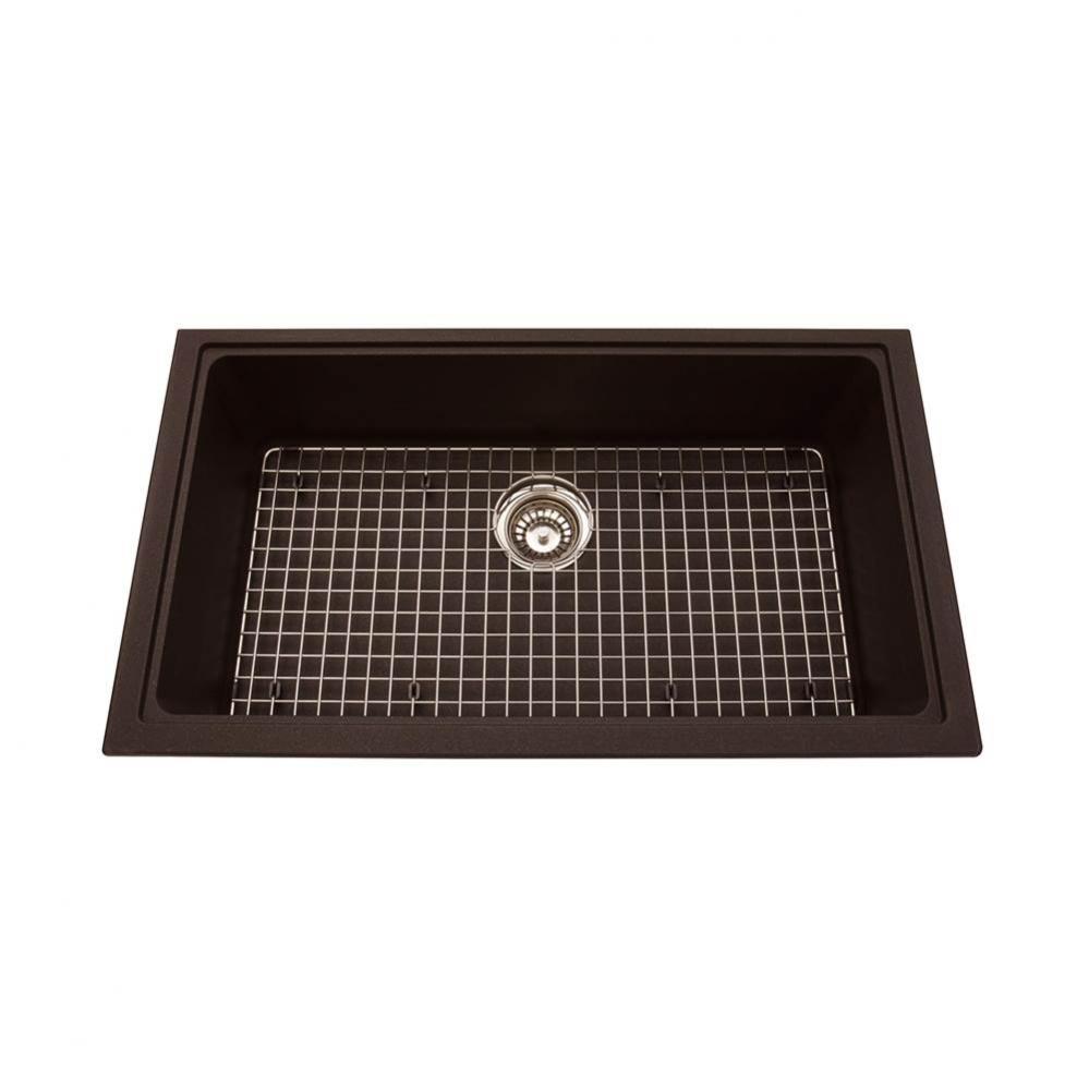 Granite Series 31.56-in LR x 18.13-in FB Undermount Single Bowl Granite Kitchen Sink in Mocha