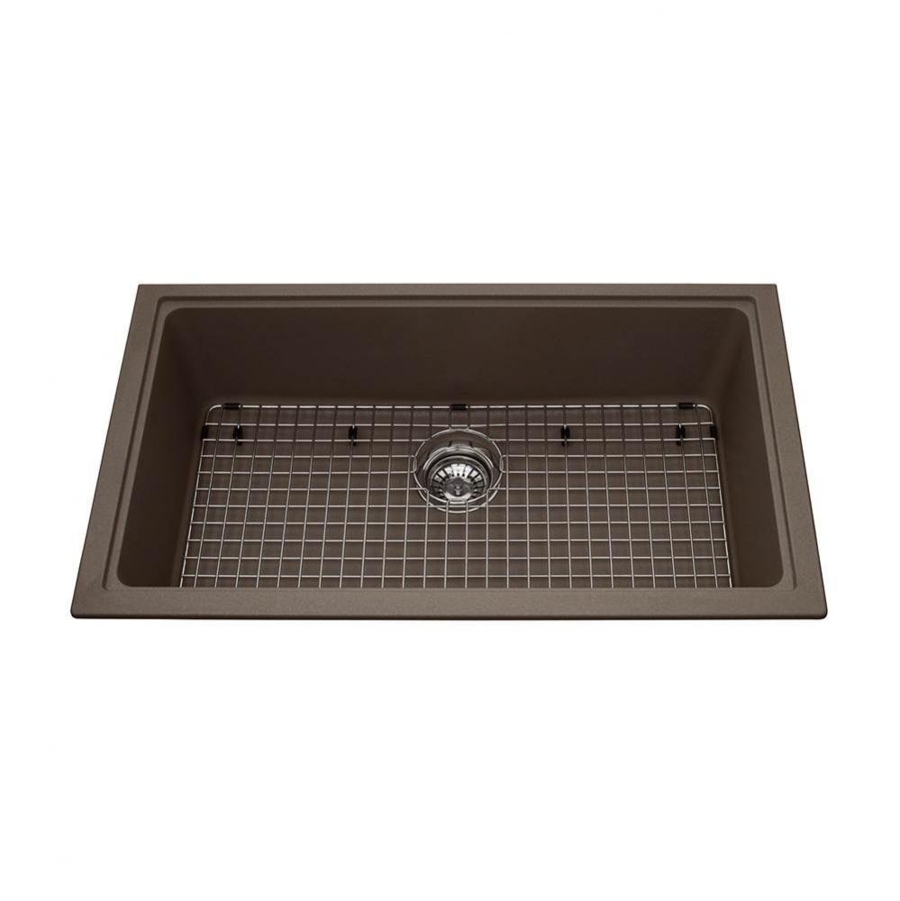 Granite Series 31.56-in LR x 18.13-in FB Undermount Single Bowl Granite Kitchen Sink  in Storm