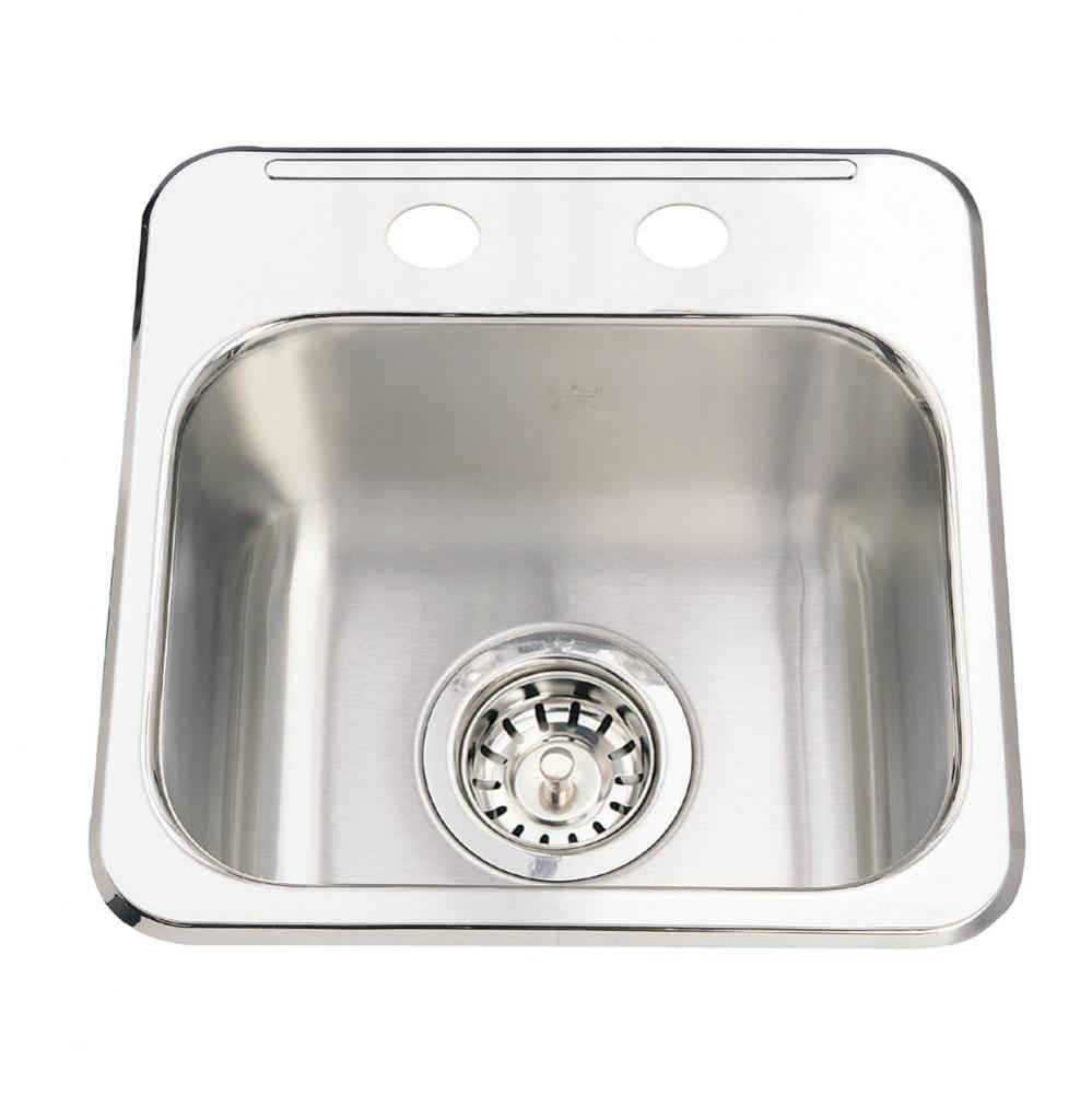 Kindred Utility Collection 13.63-in LR x 13.63-in FB Drop In Single Bowl 2-Hole Stainless Steel Ho