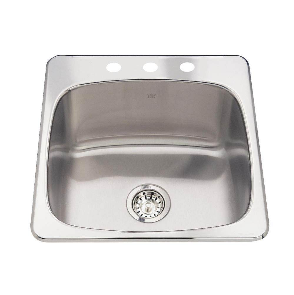Kindred Utility Collection 20.13-in LR x 20.56-in FB Drop In Single Bowl 3-Hole Stainless Steel La