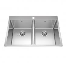 Kindred Canada BDL2131-9-1 - Brookmore 31-in LR x 20.9-in FB Drop in Double Bowl Stainless Steel Kitchen Sink