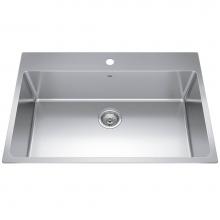 Kindred Canada BSL2233-ADA-1 - Brookmore 32.9-in LR x 22.1-in FB x 5.4-in DP Drop in Single Bowl Stainless Steel Kitchen Sink