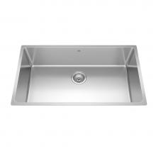Kindred Canada BSU1832-9 - Brookmore 32.5-in LR x 18.2-in FB Undermount Single Bowl Stainless Steel Kitchen Sink