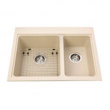 Kindred Canada KGDC2027R/8CH - Granite Series 27.56-in LR x 20.5-in FB Drop In Double Bowl Granite Kitchen Sink in Champagne