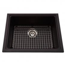 Kindred Canada KGS2U/8ON - Granite Series 23-in LR x 18.13-in FB Undermount Single Bowl Granite Kitchen Sink in Onyx