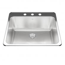 Kindred Canada QSLA2225/10/3 - Kindred Utility Collection 25.25-in LR x 22-in FB Drop In Single Bowl 3-Hole Stainless Steel Laund