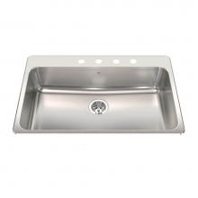 Kindred Canada QSLA2233-8-4 - Steel Queen 33.38-in LR x 22-in FB Drop In Single Bowl 4-Hole Stainless Steel Kitchen Sink