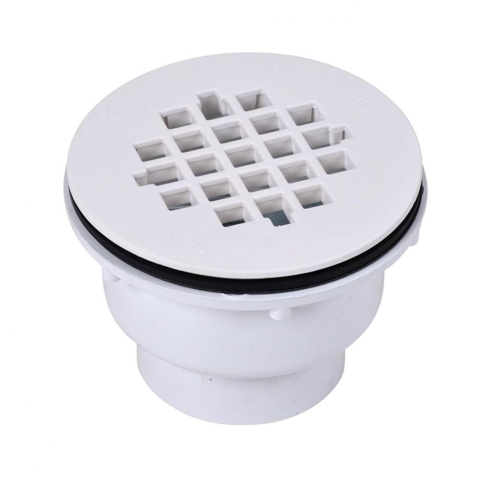 2 Part Pvc Shower Drain W/Plastic Strainer