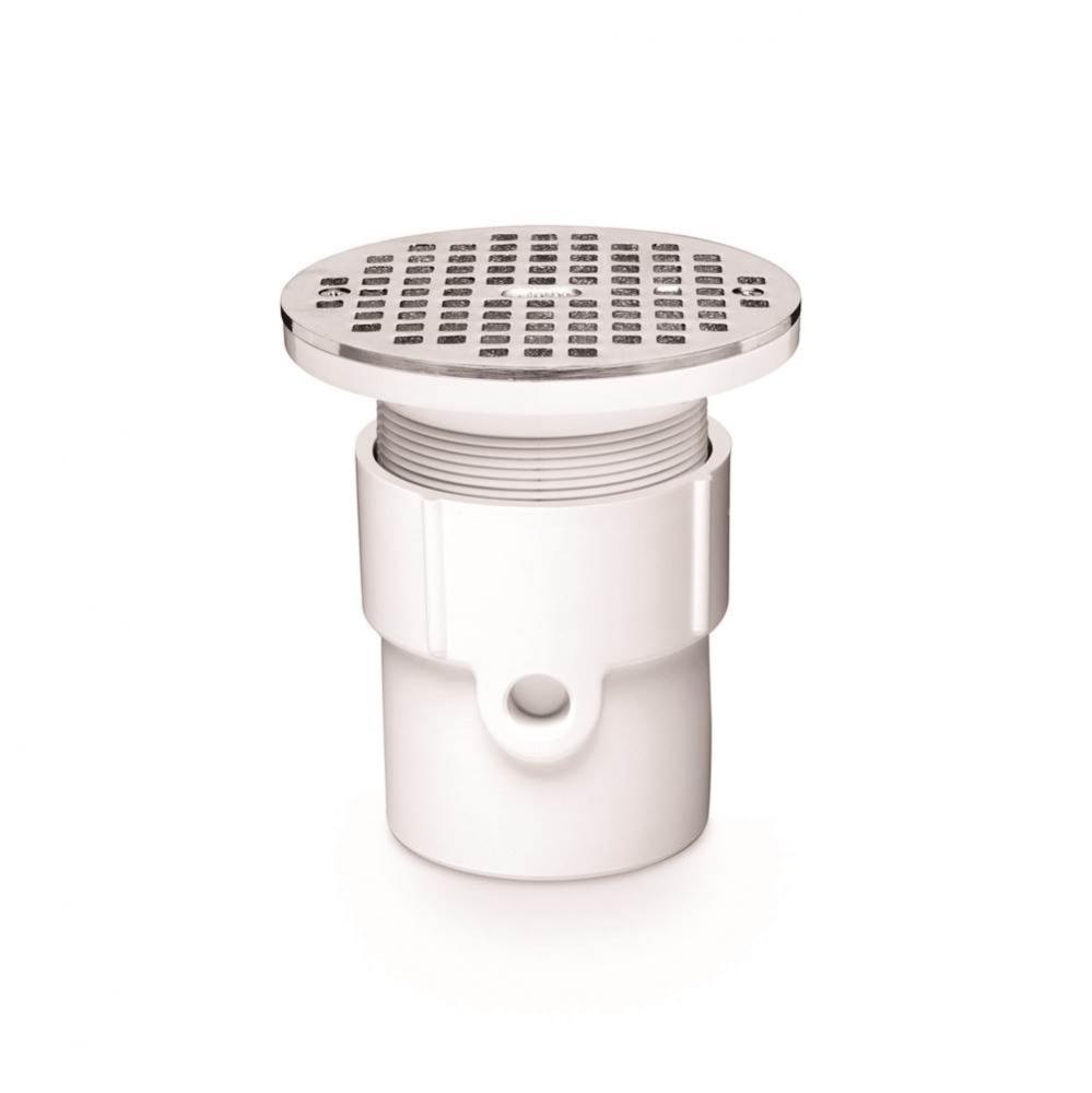 3 Or 4 In. Adjustable Pvc Drain W/5 In. Ss Grate