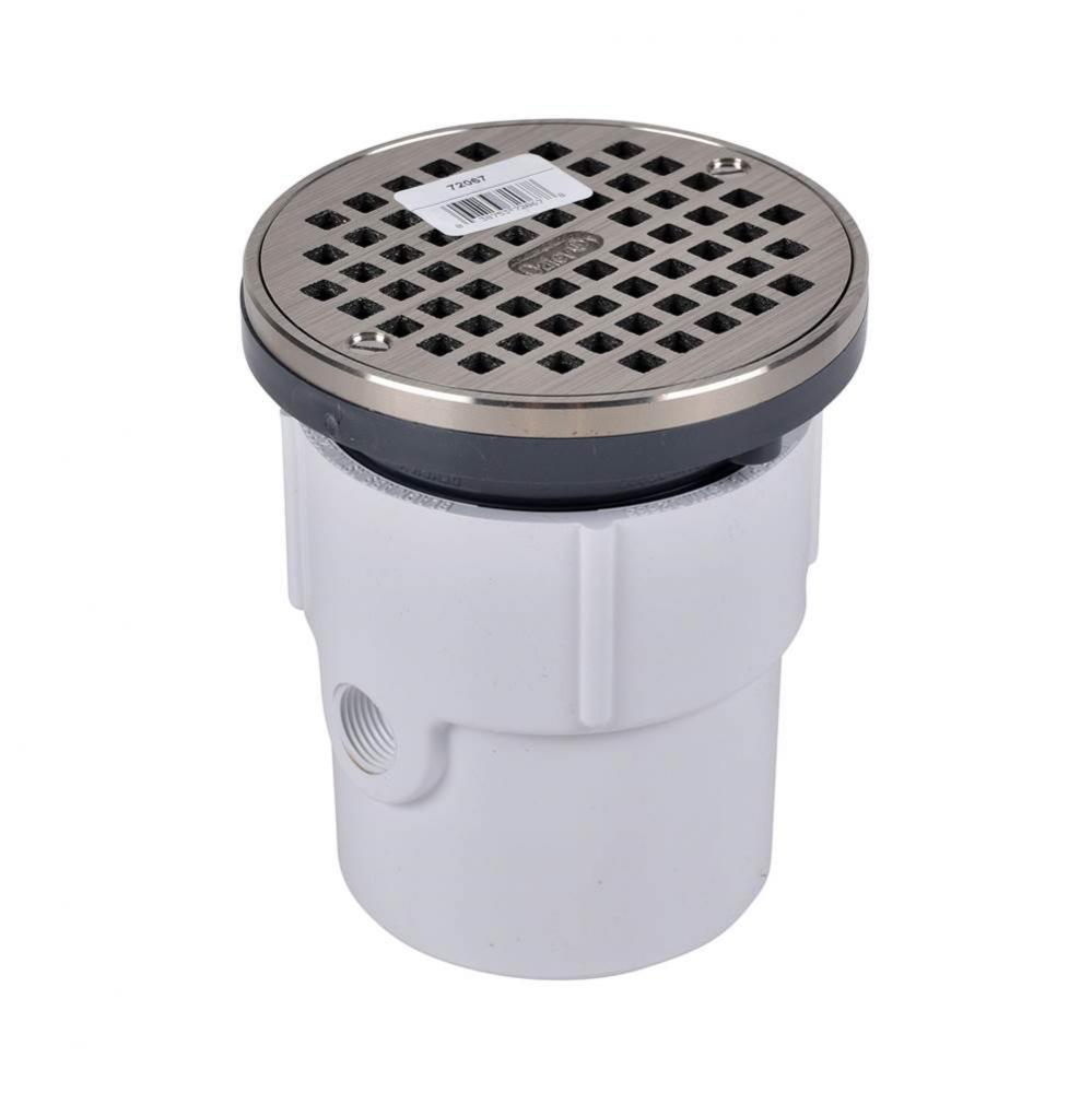 3 Or 4 In. Adjustable Pvc Drain W/5 In. Nickel Grate  Ring