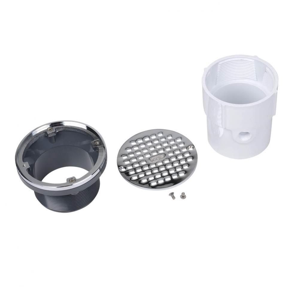 3 Or 4 In. Adjustable Pvc Drain W/5 In. Chrome Grate & Ring