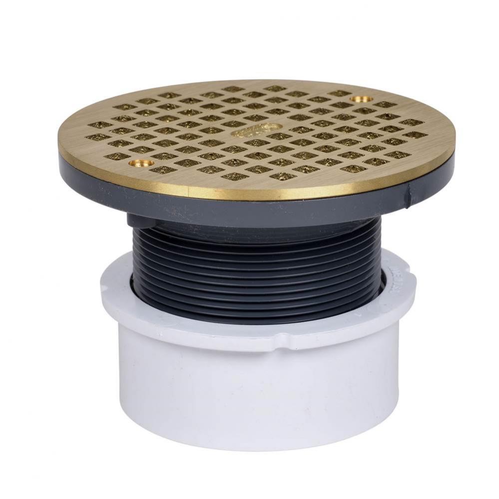 4 In. Adjustable Pvc Hub Fit W/Brass Strainer