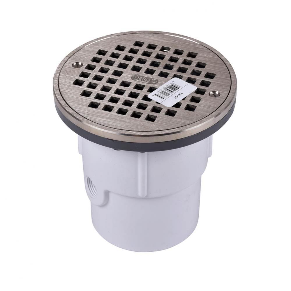 3 Or 4 In. Adjustable Pvc Drain W/Ni Str And Ring