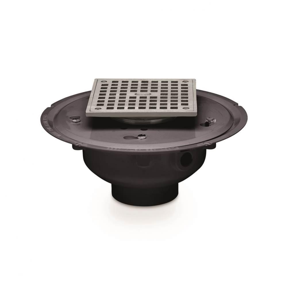 2 In. Pvc Nickel Square Drain W/4 In. Nickel Square Strainer