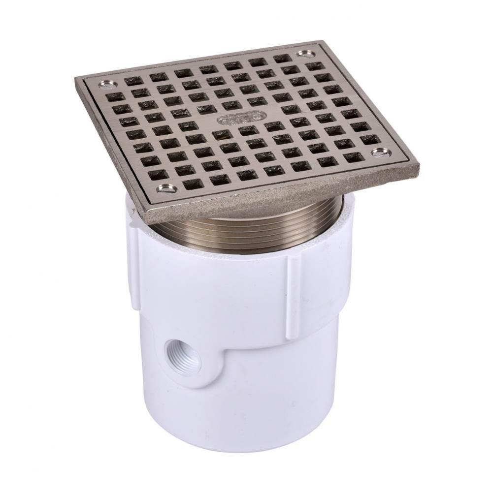 3 Or 4 In. Adjustable Pvc Drain 5 In. Nickel Square Strainer