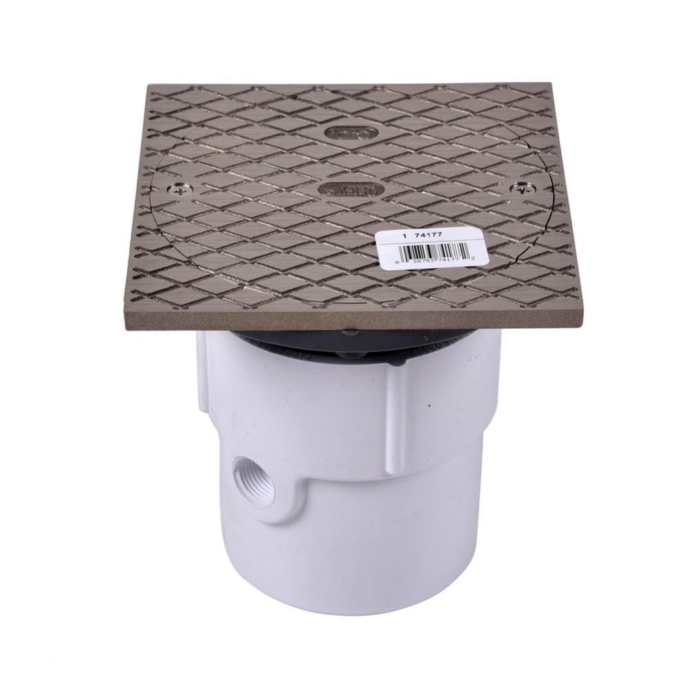 3 Or 4 Adjustable Pvc Cleanout W/Nickel Cover  Square Ring