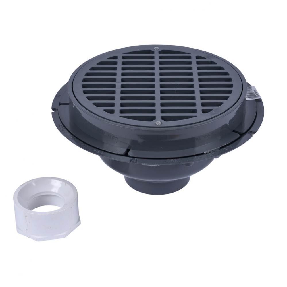 2 In. Pvc Commercial Drain W/Plastic Grate & Bucket