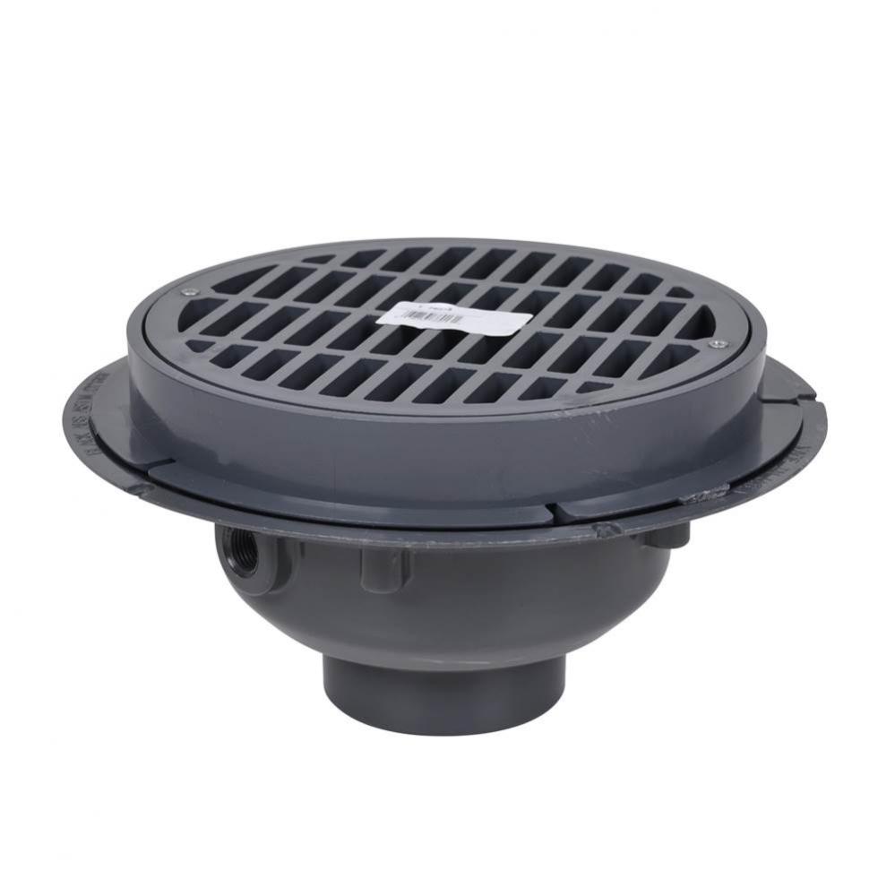 3 In. Pvc Commercial Drain W/Plastic Grate  Bucket