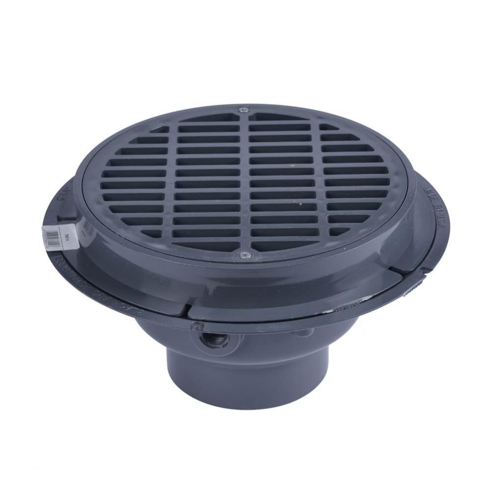 4 In. Pvc Commercial Drain W/Plastic Grate  Bucket