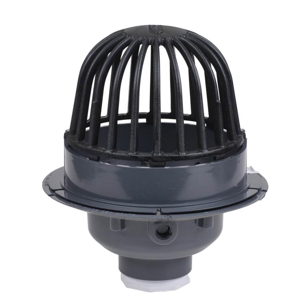 2 In. Pvc Roof Drain W/Cast Iron Dome  Dam Collar