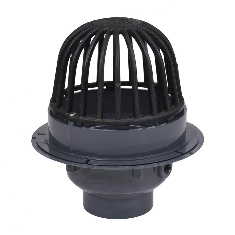 4 In. Pvc Roof Drain W/Cast Iron Dome  Dam Collar