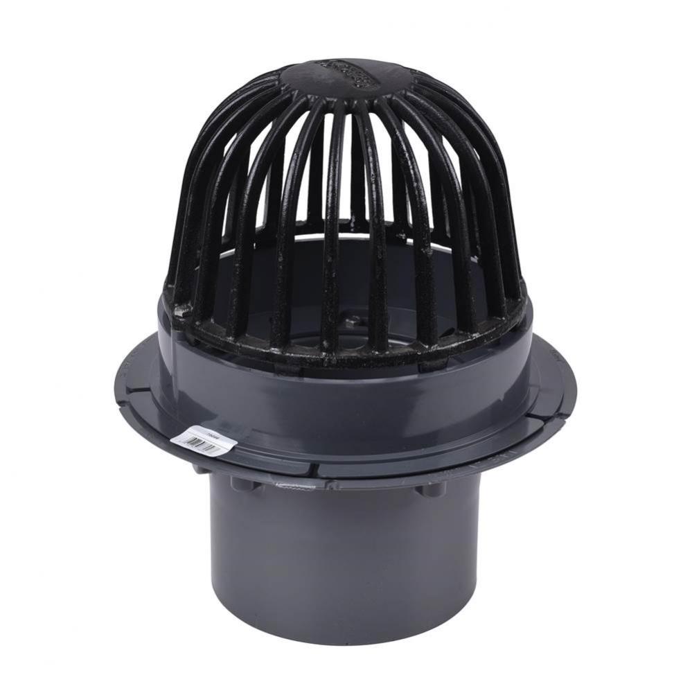 6 In. Pvc Roof Drain W/Cast Iron Dome  Dam Collar