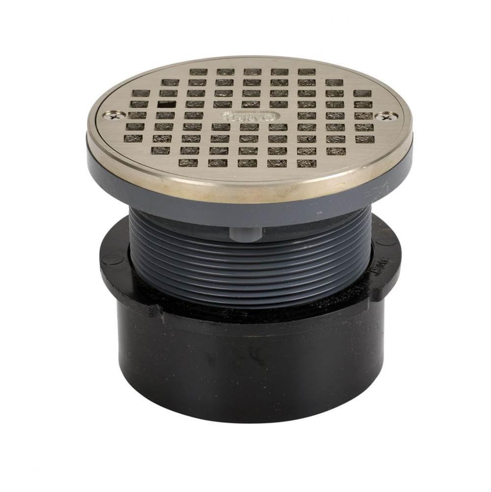 4 In. Abs Hub Fit Drain W/5 In. Nickel Grate