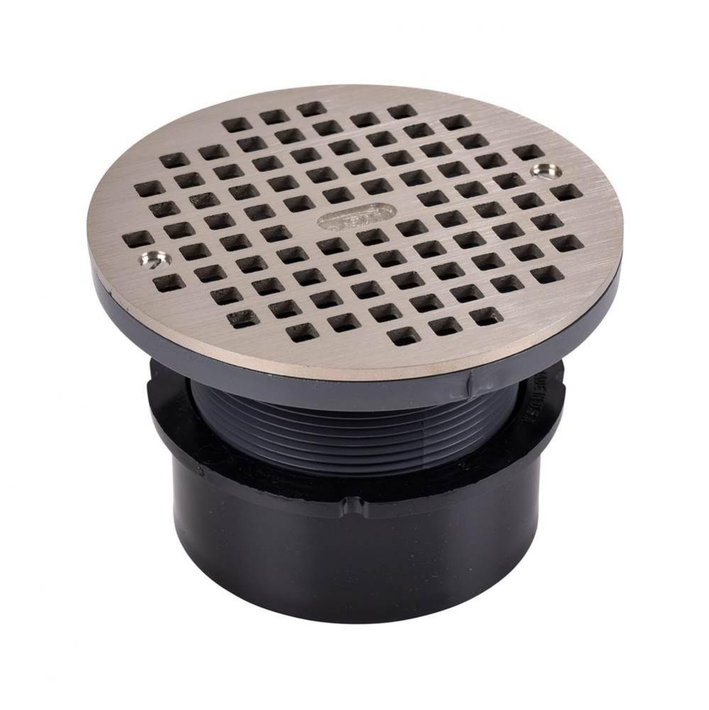 4 In. Adjustable Abs Hub Fit W/Nickel Strainer