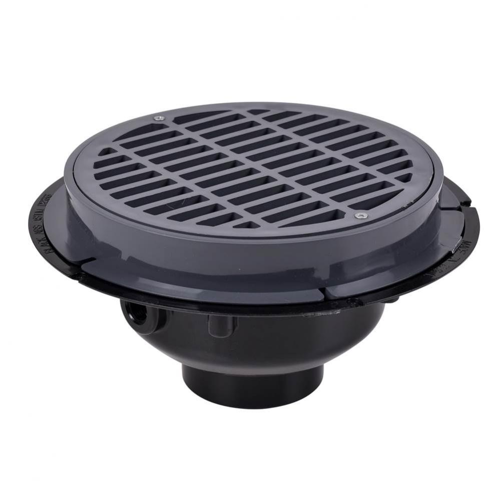 3 In. Abs Sediment Drain, Plastic Grate W/Bucket