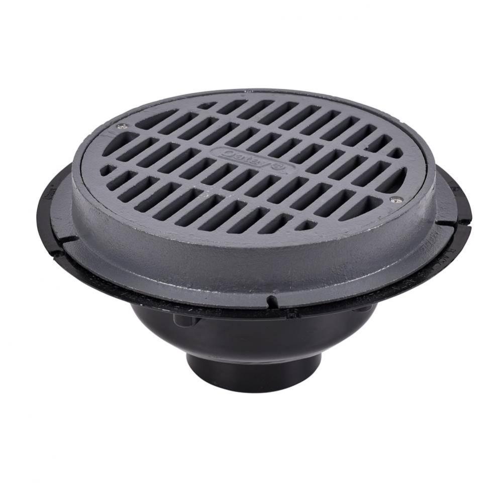 3 In. Abs Sediment Drain, Cast Iron Grate W/Bucket