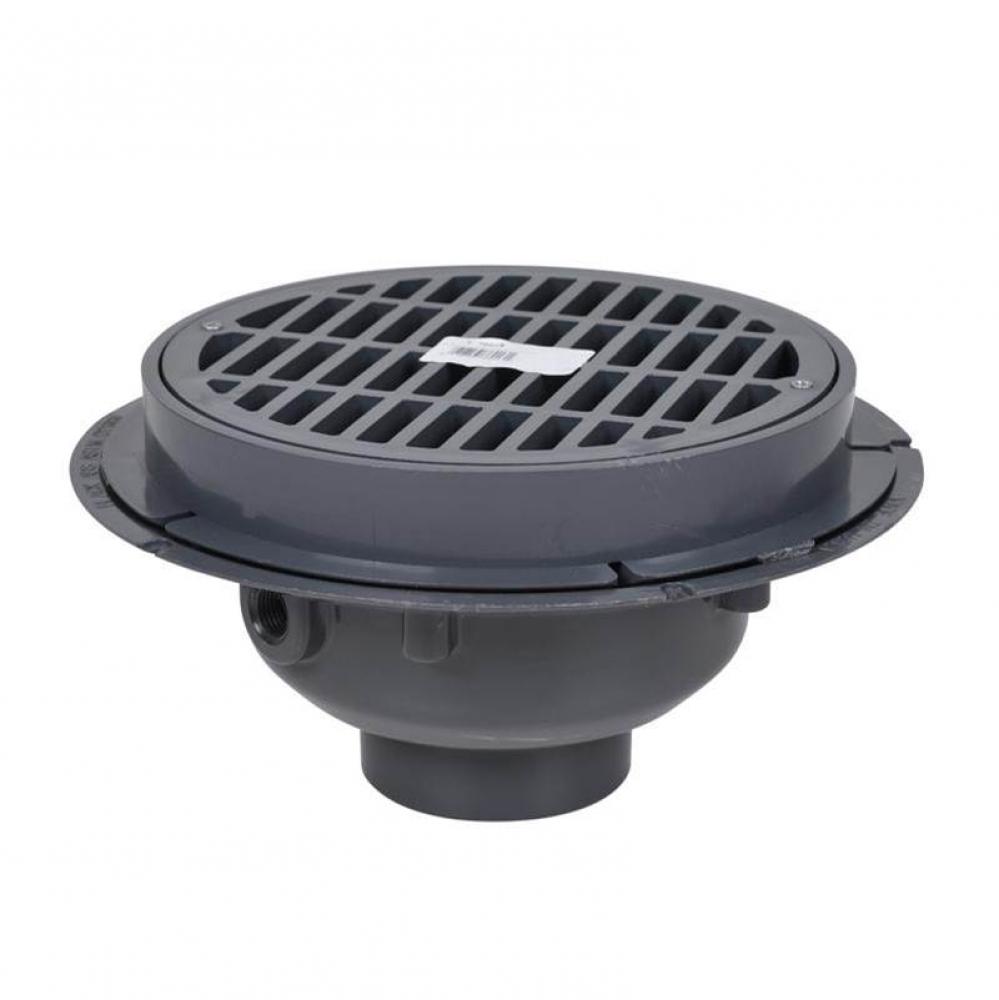 2 In. Pvc Drain W/Plastic Grate & W/O Bucket
