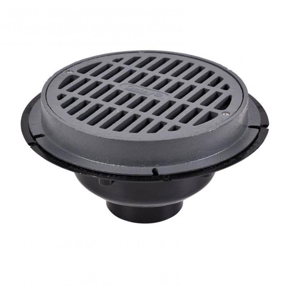 6 In. Abs Sediment Drain, Cast Iron Grate W/Bucket