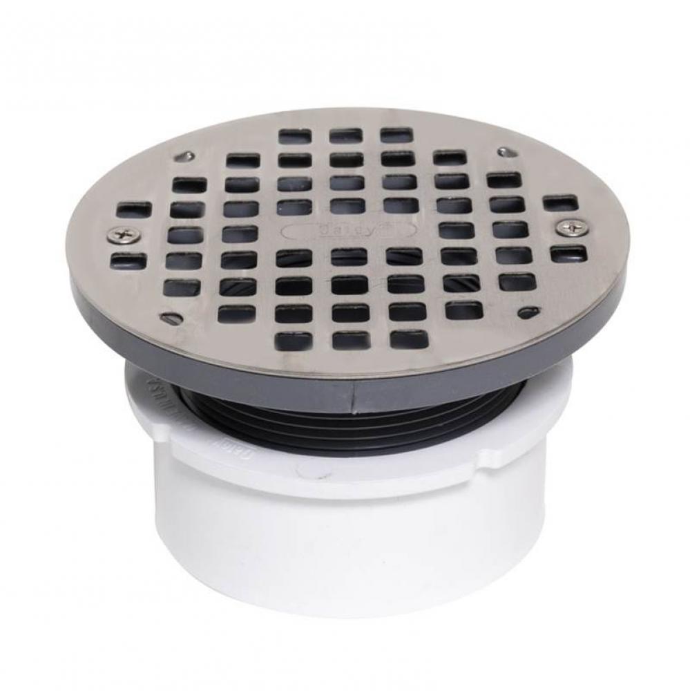 4 In. Pvc Adjustable General Purpose Drain W/6'' Ss Strainer