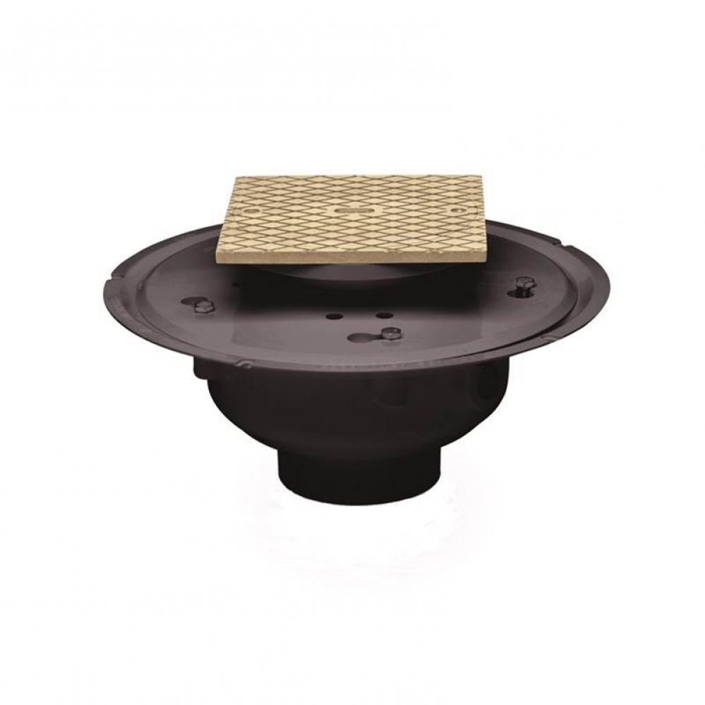 2 In. Pvc Adjustment Cleanout W/6 In. Brass Cover & Square