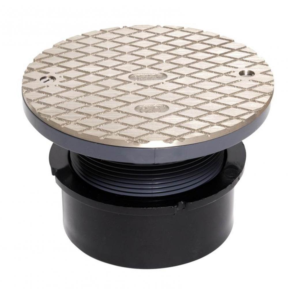 4 In. Abs Hub Base Cleanout W/6 In. Nickel Cover