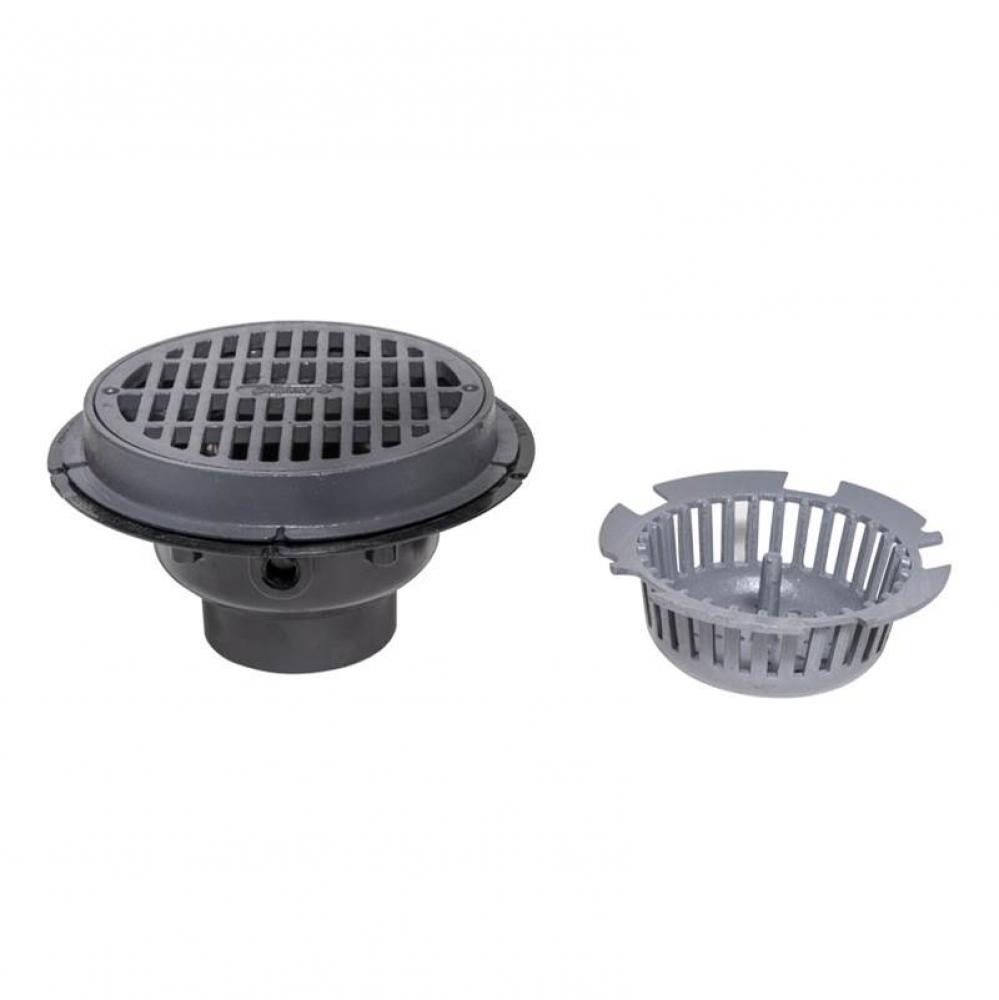 4 In. Abs Sediment Drain, Cast Iron Grate W/Bucket