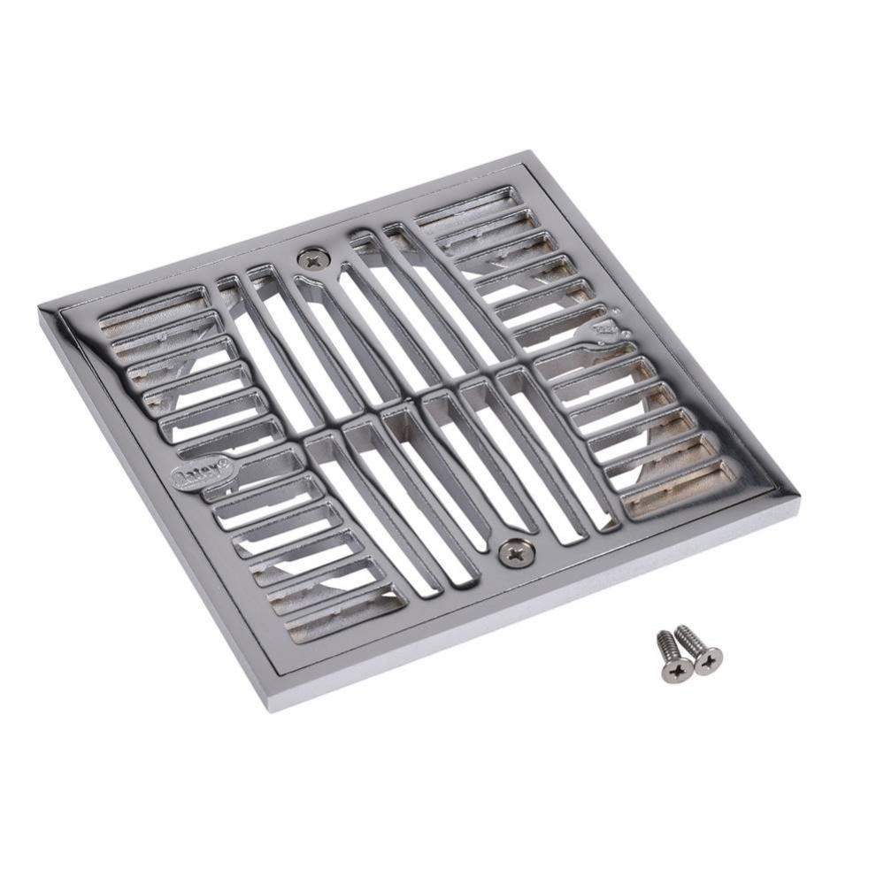 Strainer-6 In. Square Chrome And Ring
