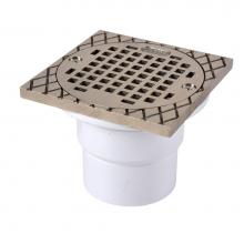 Oatey 42386 - 2 Part Slab Drain Nickel Grate Square Ring Pvc
