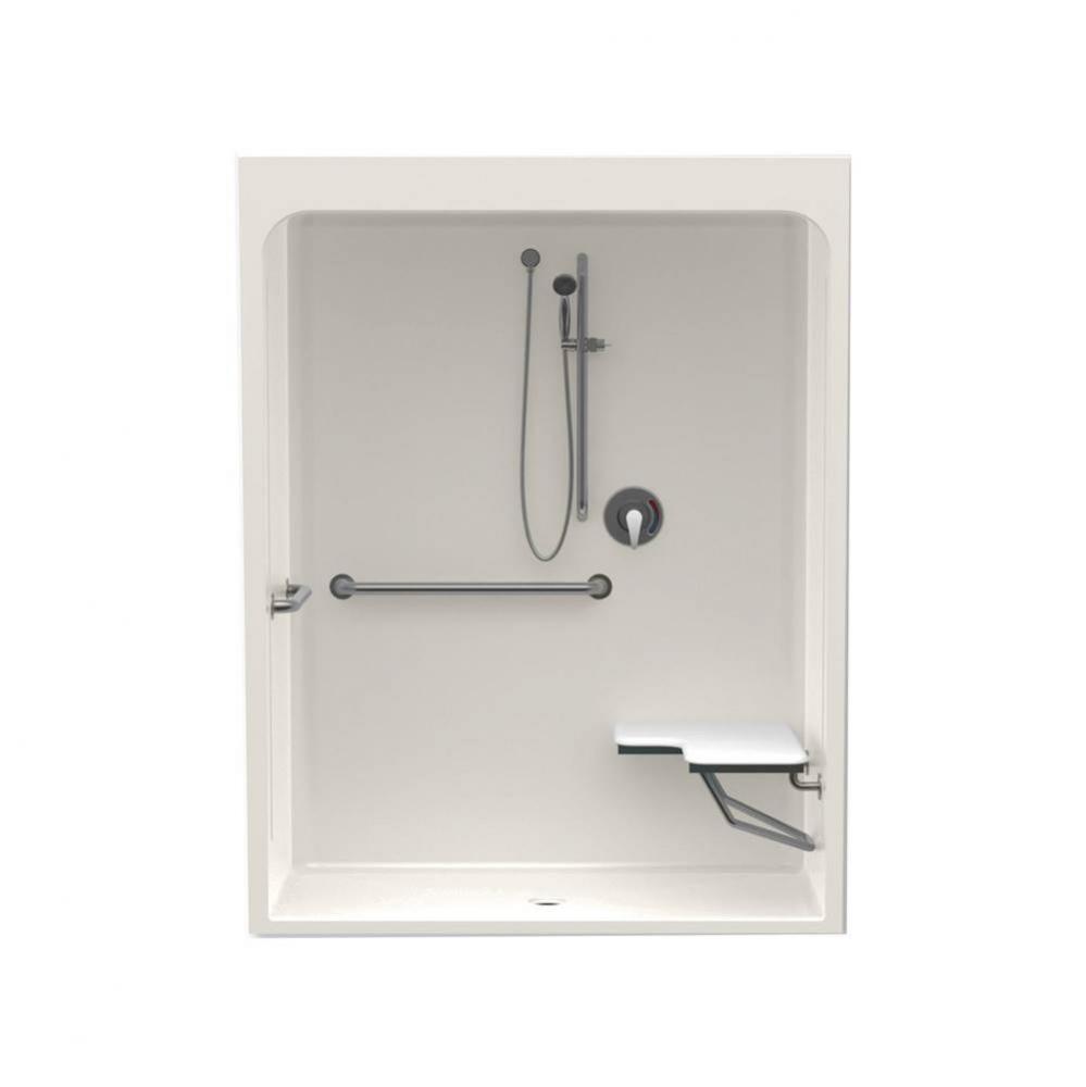 6030CFS 60 x 30 Acrylic Alcove Center Drain One-Piece Shower in Biscuit