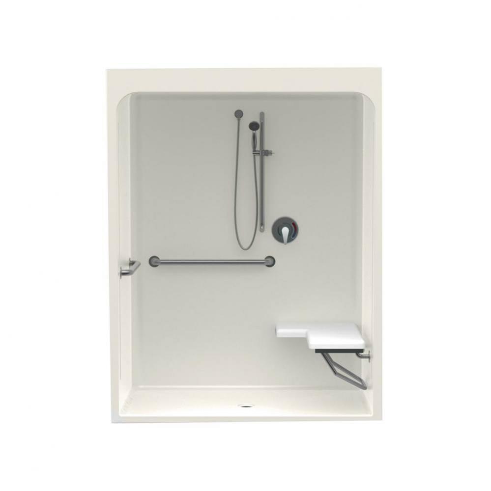 6036CFS 60 x 36 Acrylic Alcove Center Drain One-Piece Shower in Biscuit