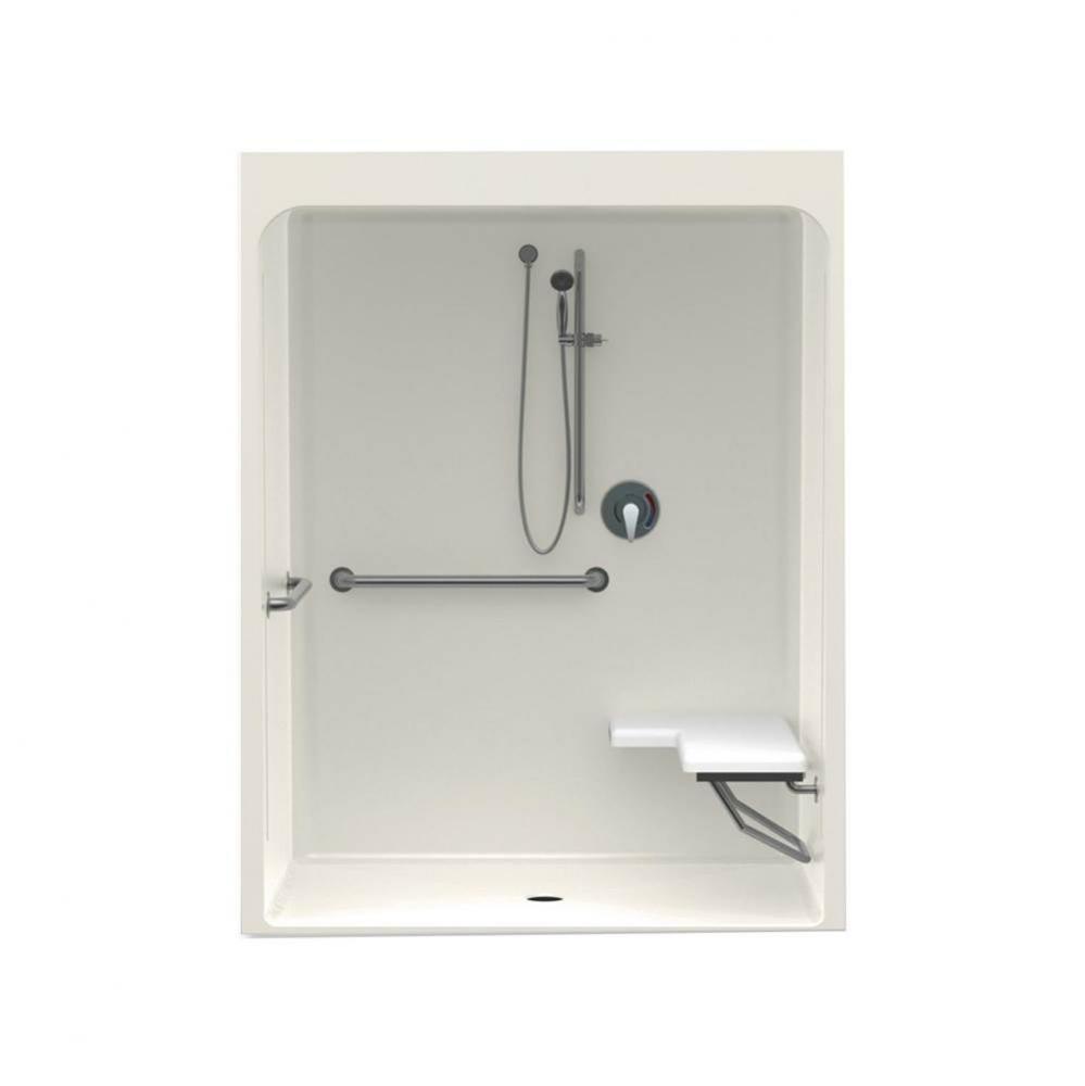 6036BFSC 60 x 36 Acrylic Alcove Center Drain One-Piece Shower in Biscuit