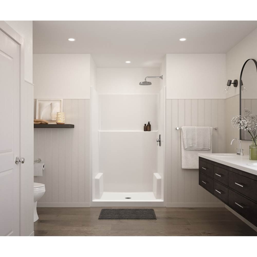 Icon SH4836X AFR AcrylX™ Alcove Center Drain One-Piece Shower in White