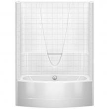 Aquatic 2603BSTCMWP-WH - Gelcoat Smth Tile Bowed Tub-Shwr Whirpool; Above Floor Rough