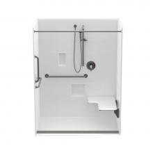 Aquatic AC003691-XBASE-WH - 16034TRCOL 60 x 34 AcrylX Alcove Center Drain One-Piece Shower in White