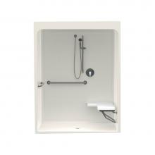 Aquatic AC003580-X2LBSR-BI - 6036CFS 60 x 36 Acrylic Alcove Center Drain One-Piece Shower in Biscuit