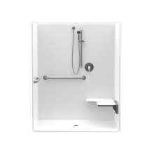 Aquatic AC003545-X3UB-WH - 1603BFSD 60 x 34 AcrylX Alcove Center Drain One-Piece Shower in White
