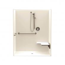 Aquatic AC003536-X2LBSR-AL - 16034BFSC 60 x 34 AcrylX Alcove Center Drain One-Piece Shower in Almond